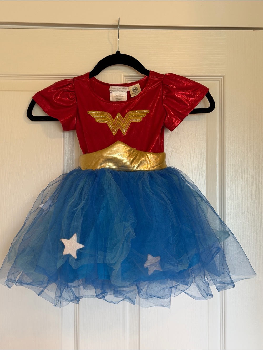 Pottery Barn Wonder Woman Inspired Kids Costume Dress with Gold Belt Accent